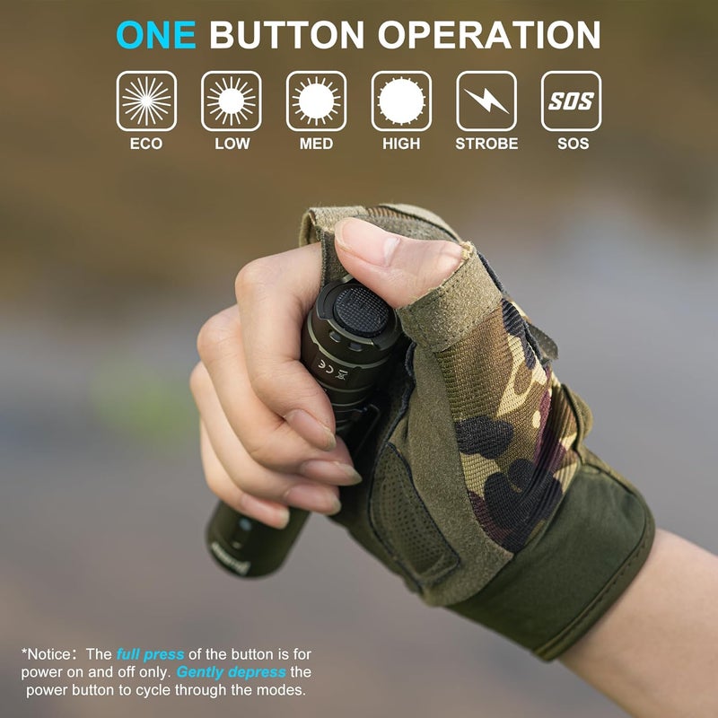 WUBEN مصباح ووبن C3 القابل لإعادة الشحن 1200 لومن - مصباح LED مع 6 أوضاع، شحن نوع-C، مقاوم للماء IP68، مصباح EDC للتخييم، في الهواء الطلق والاستخدام الطارئ، أخضر - Image 4